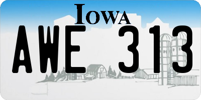 IA license plate AWE313