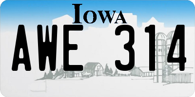 IA license plate AWE314