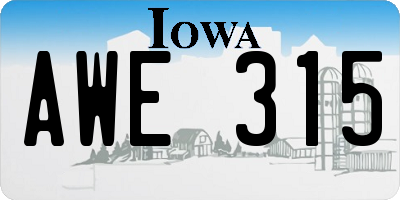 IA license plate AWE315