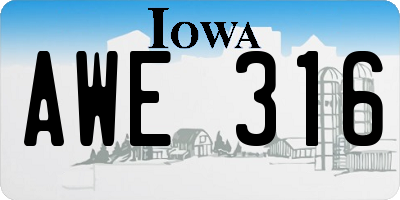 IA license plate AWE316