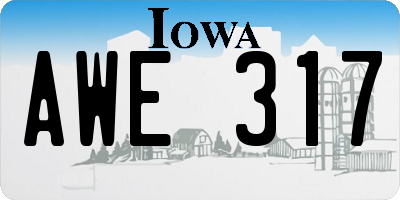 IA license plate AWE317
