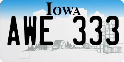 IA license plate AWE333