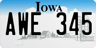 IA license plate AWE345