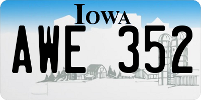 IA license plate AWE352