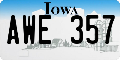 IA license plate AWE357