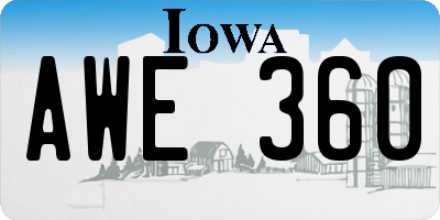 IA license plate AWE360