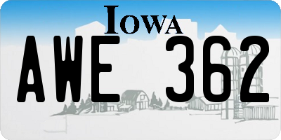 IA license plate AWE362