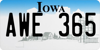 IA license plate AWE365
