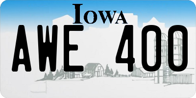IA license plate AWE400