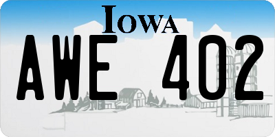 IA license plate AWE402