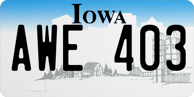IA license plate AWE403