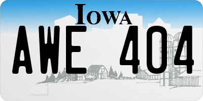 IA license plate AWE404