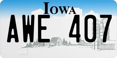 IA license plate AWE407
