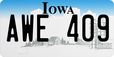 IA license plate AWE409