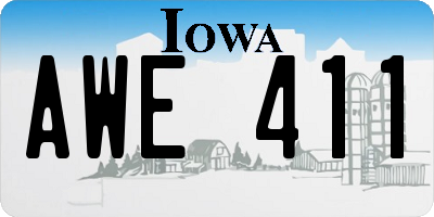 IA license plate AWE411