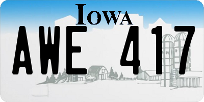 IA license plate AWE417