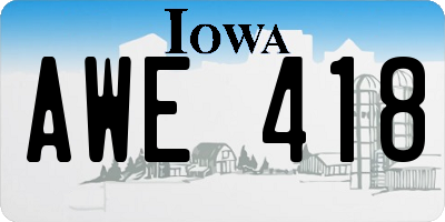 IA license plate AWE418