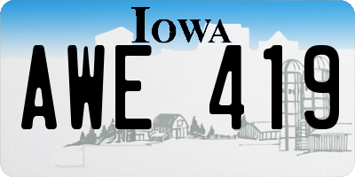 IA license plate AWE419