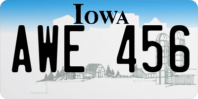 IA license plate AWE456