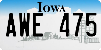 IA license plate AWE475