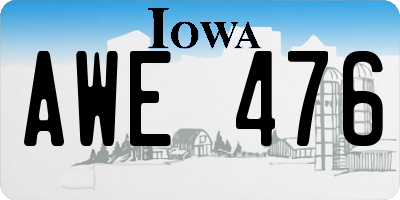 IA license plate AWE476
