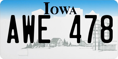 IA license plate AWE478