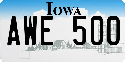 IA license plate AWE500