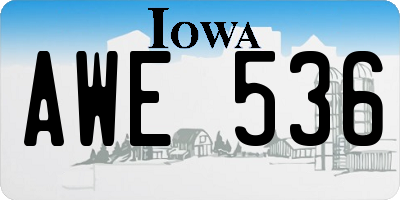 IA license plate AWE536
