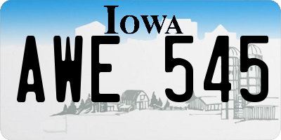IA license plate AWE545