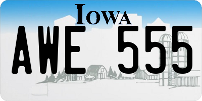 IA license plate AWE555