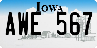 IA license plate AWE567