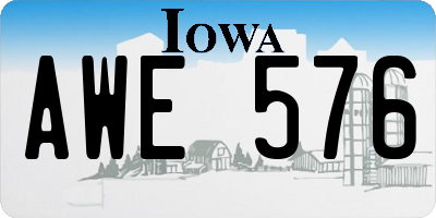 IA license plate AWE576