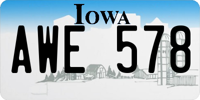 IA license plate AWE578