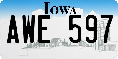 IA license plate AWE597