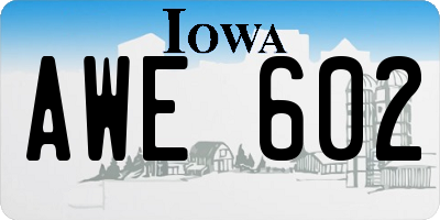 IA license plate AWE602