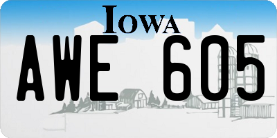 IA license plate AWE605