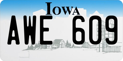 IA license plate AWE609