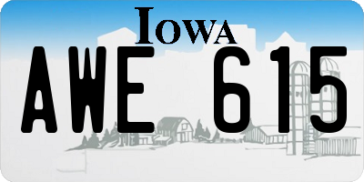 IA license plate AWE615