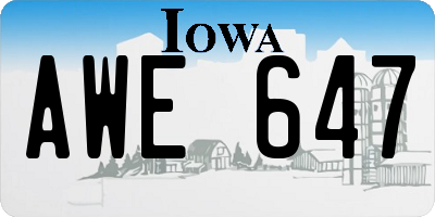 IA license plate AWE647