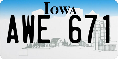 IA license plate AWE671