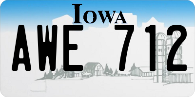 IA license plate AWE712