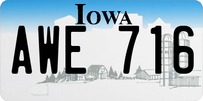 IA license plate AWE716