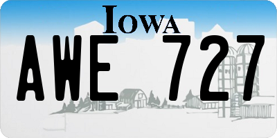 IA license plate AWE727