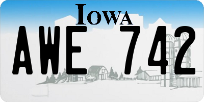 IA license plate AWE742