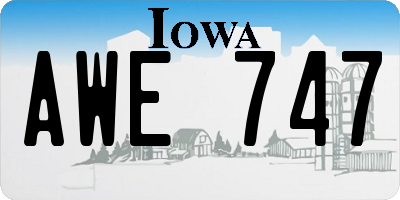 IA license plate AWE747