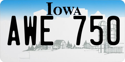 IA license plate AWE750