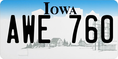 IA license plate AWE760