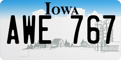 IA license plate AWE767