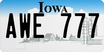 IA license plate AWE777