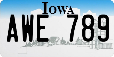 IA license plate AWE789